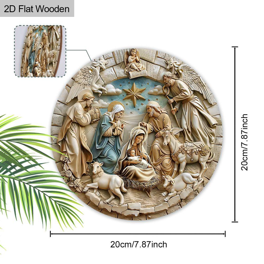 Holy Night Nativity Scene Pendant, Decoration of Home Walls or Doors, 2d Flat Wooden, Christmas Decoration, Gifts for Friends and Family