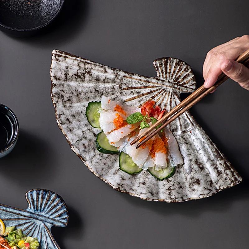 Японская тарелка в форме веера для суши Креативная нестандартная посуда для дома и гостиницы Персонализированные закуски Dim Sum