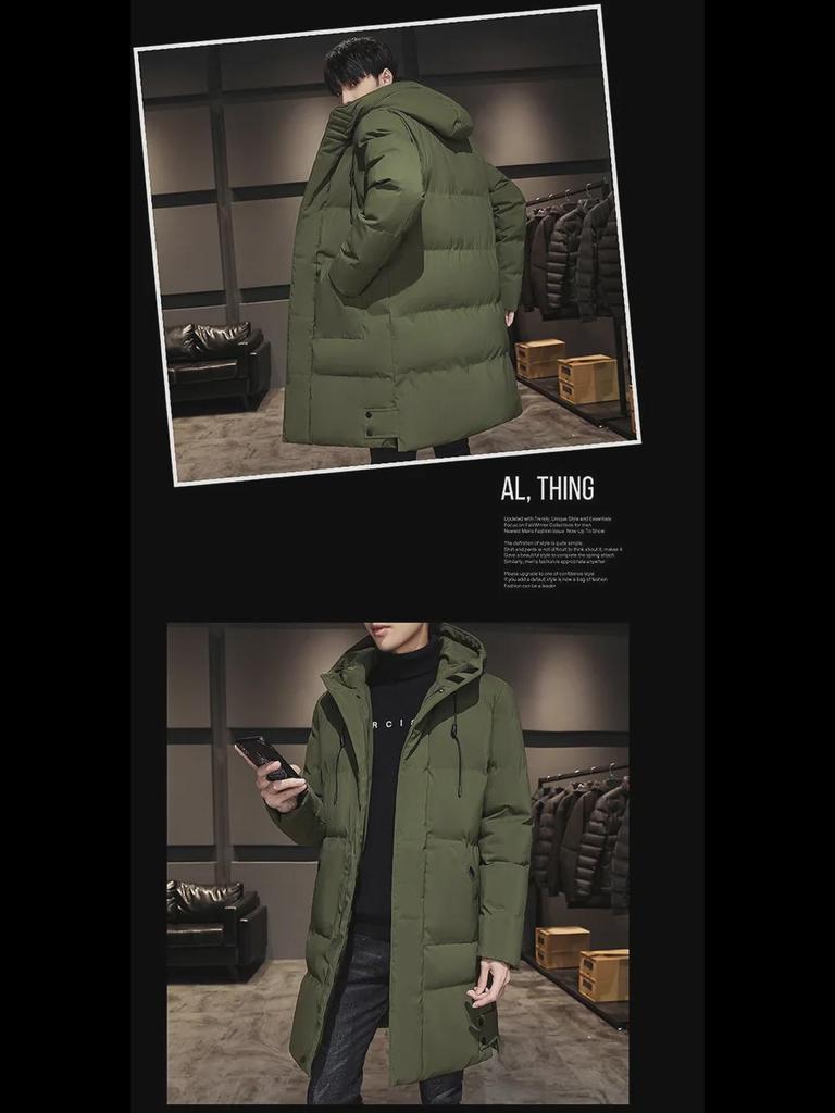 2023 Men's Winter Mid-Length Thickened Cotton Coat - Korean Style Trendy & Warm