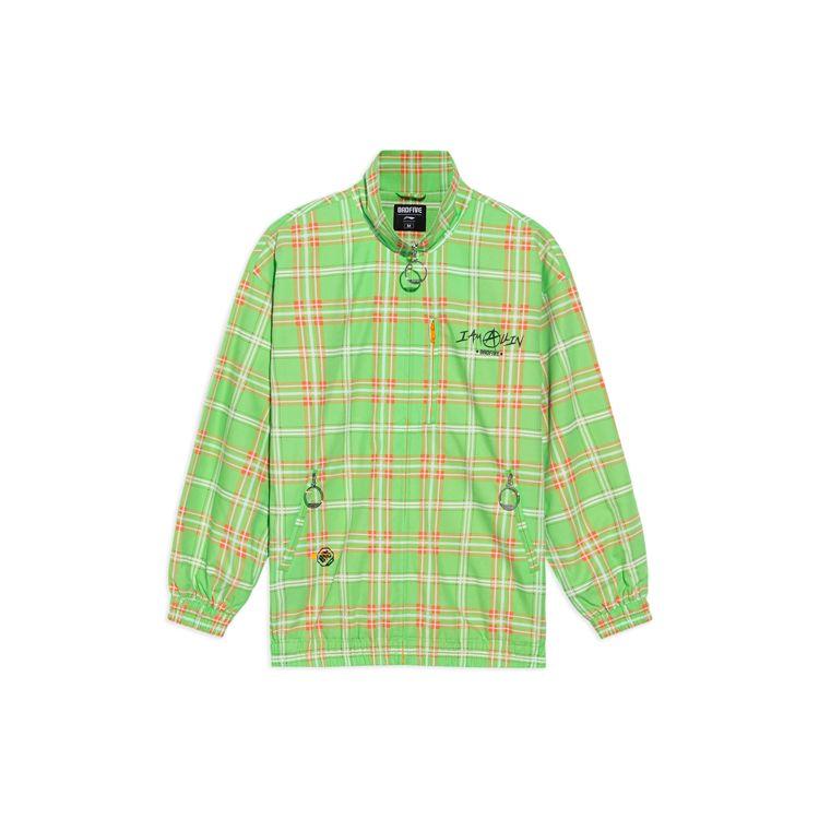 Li Ning Badfive клетчатая куртка с полумолнией и воротником-стойкой, женские куртки, зеленая AJDS042-3