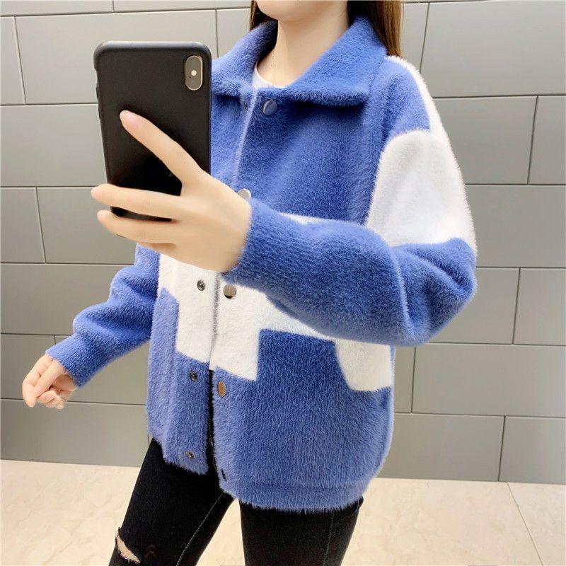 Красивый осенний женский модный и универсальный короткий вязаный кардиган для женщин в осеннем свитере