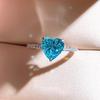 Xiancan 3 Carat Heart-Shaped Aquamarine and High-Carbon Diamond Ring In 925 Silver