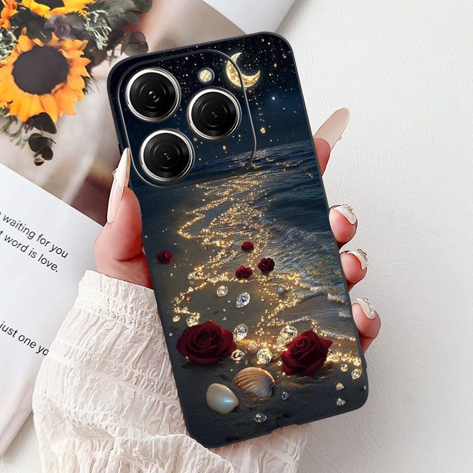 Для Tecno Spark 20 Pro KJ6 Задняя крышка Для Tecno Spark 20 Pro Чехол Черный Силикон Модный Роскошный Милый Мультяшный Ударопрочный Бампер