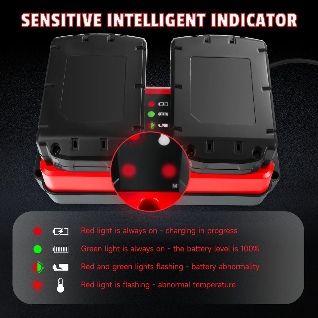Lithium Battery Charger for Milwaukee 18V Lithium-Ion Battery 90W Fast Dual Charger 2-Port Simultaneous Charging