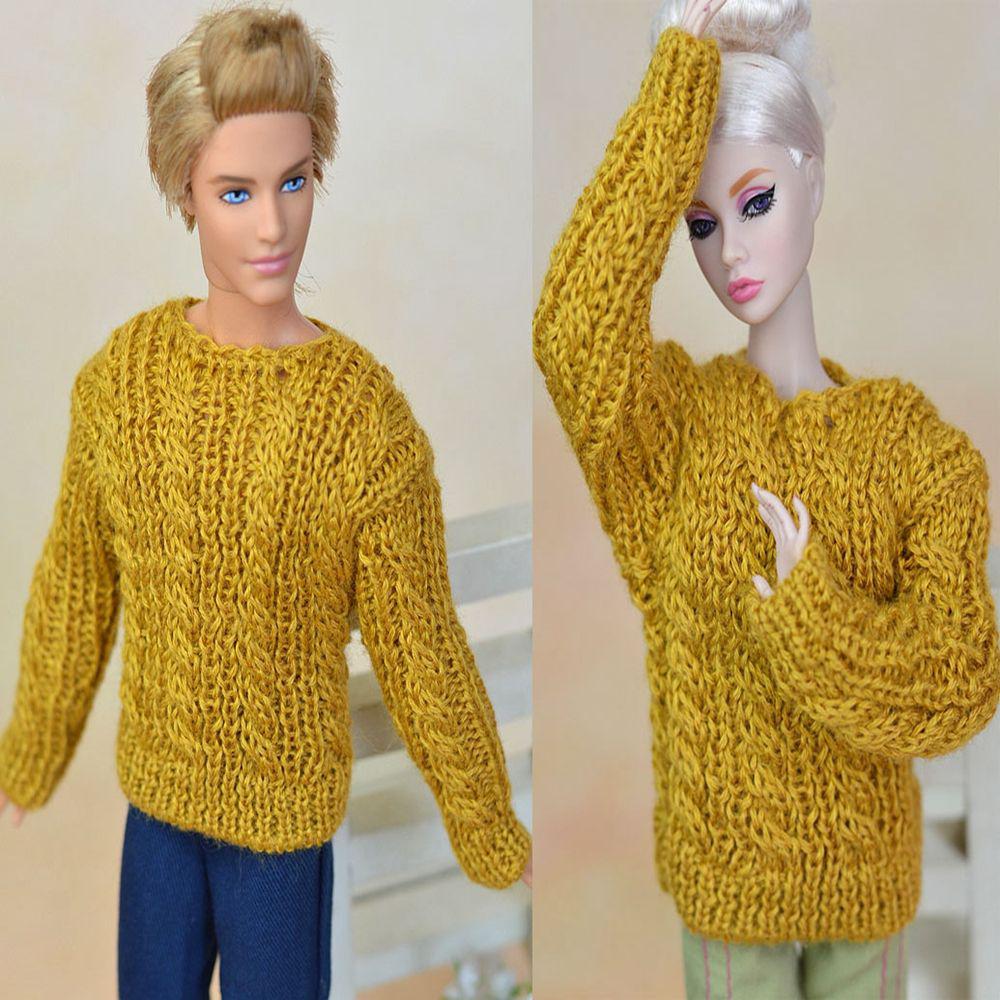 Детские игрушки Одежда для куклы Одежда для куклы-мальчика Джинсы Брюки Повседневный вязаный свитер Кукольное пальто