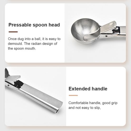 Ice Cream Scoop Stainless Steel Easy To Clean Perfect Circle Design Food Grade Dishwasher Safe Ice Cream Scoop