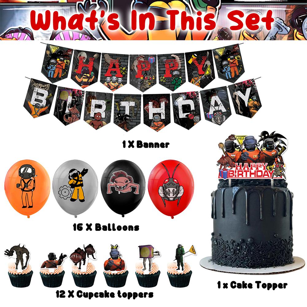 30Pcs Lethal Company Party Supplies Include A Banner, Cake Toppers, Balloons