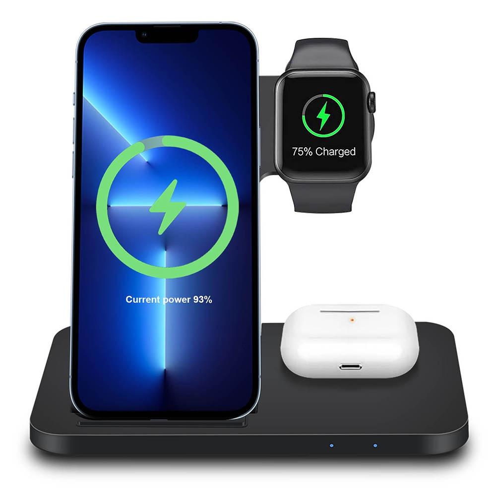 3 In 1 Qi Wireless Charger for Apple Watch Airpods Station for IPhone 13 12 11 Pro Max X Xs Xr 8 Samsung Galaxy S30 S21 S20 S10 S9 Huawei