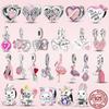 2023 New Pink Flowers Unicorn Flower Heart Mama Forever Love Beads Fit Original Fasion Glamour 925 Silver Bracelet Jewelry