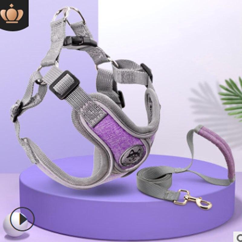 Дышащая шлейка для собак с поводком Светоотражающая оксфордская шлейка для собак Регулируемый размер Маленькие средние собаки