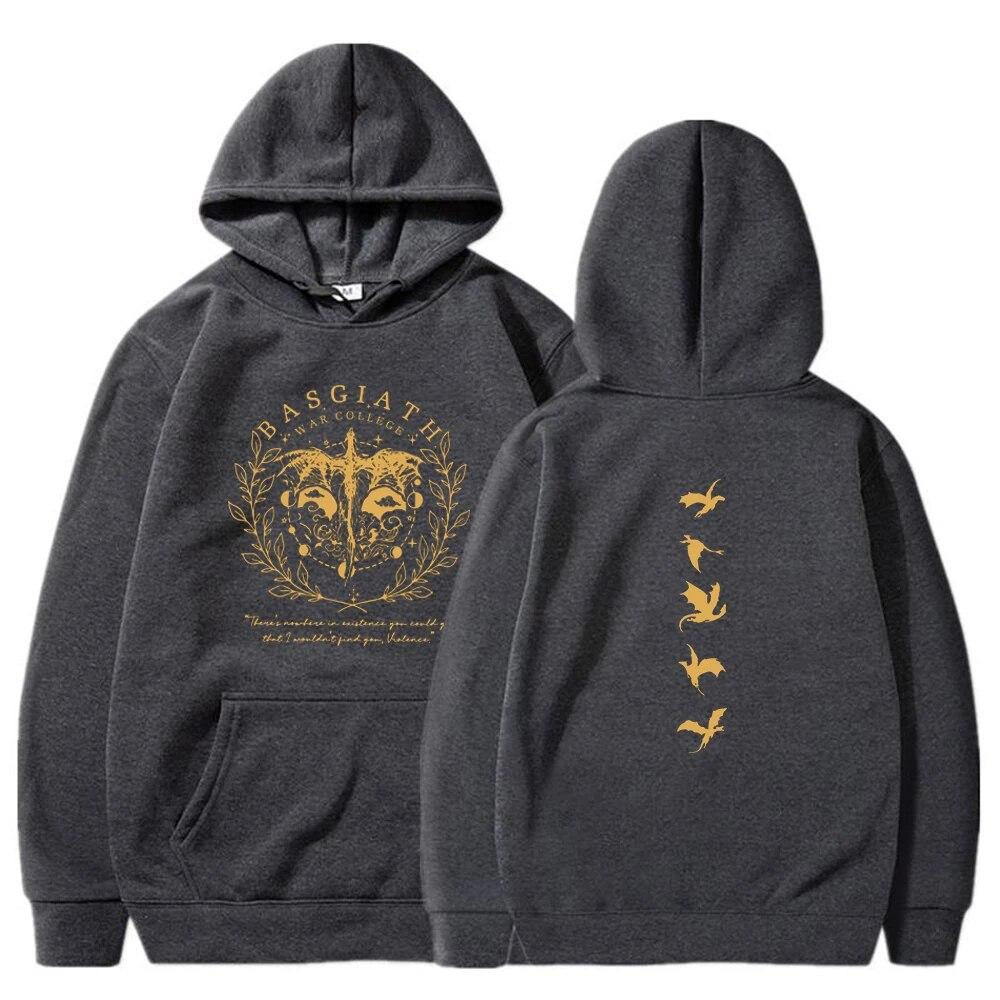 Vintage Bookish Hoodie Women Double Sided Fourth Wing Basgiath War College Hooded Sweatshirt Casual Fashion