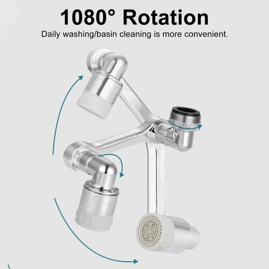 Вращающийся удлинитель для смесителя, дизайн из сплава, двойной режим подачи воды, вращающийся на 1080 градусов, аэратор для раковины на кухне и в ванной