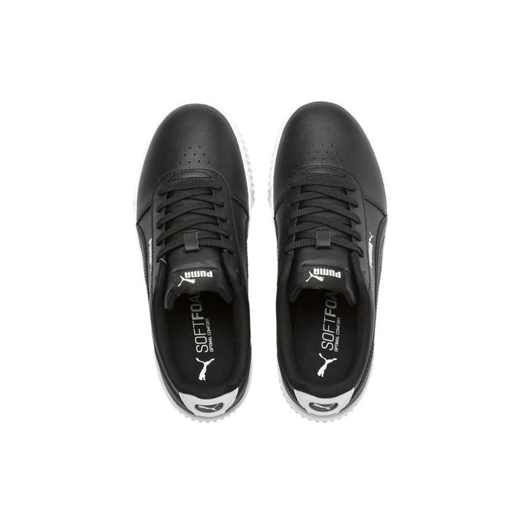 Puma Кожаные Нескользящие Легкие Низкие Кеды для Скейтбординга Женские Кроссовки Черно-белые 370325-22