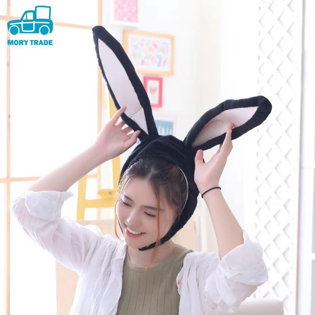 MORYTRADE Funny Plush Headgear Hat, Cosplay, Halloween, Black Rabbit