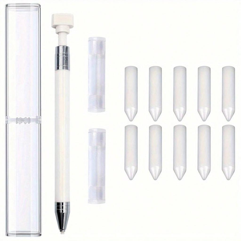 Acrylic Diamond Drawing Pen Kit with Rotating Wax Tips, 11-piece Set Including 1 Sticky Pen and 10 Soft Waxes for Diamond Art