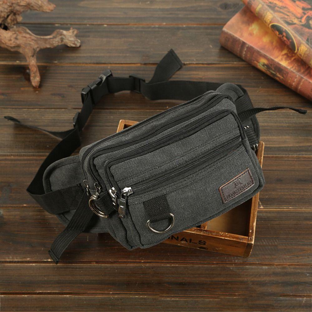 4-layers Canvas Chest Bag Large Capacity Fanny Pack Portable Multilayer Waist Packs Unisex
