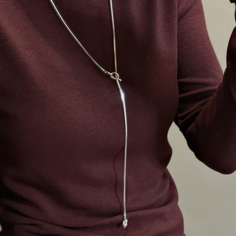 Серебряное ожерелье S925 для женщин, простая цепочка, минималистичный кулон с длинной кисточкой, модные украшения, подарок на день рождения
