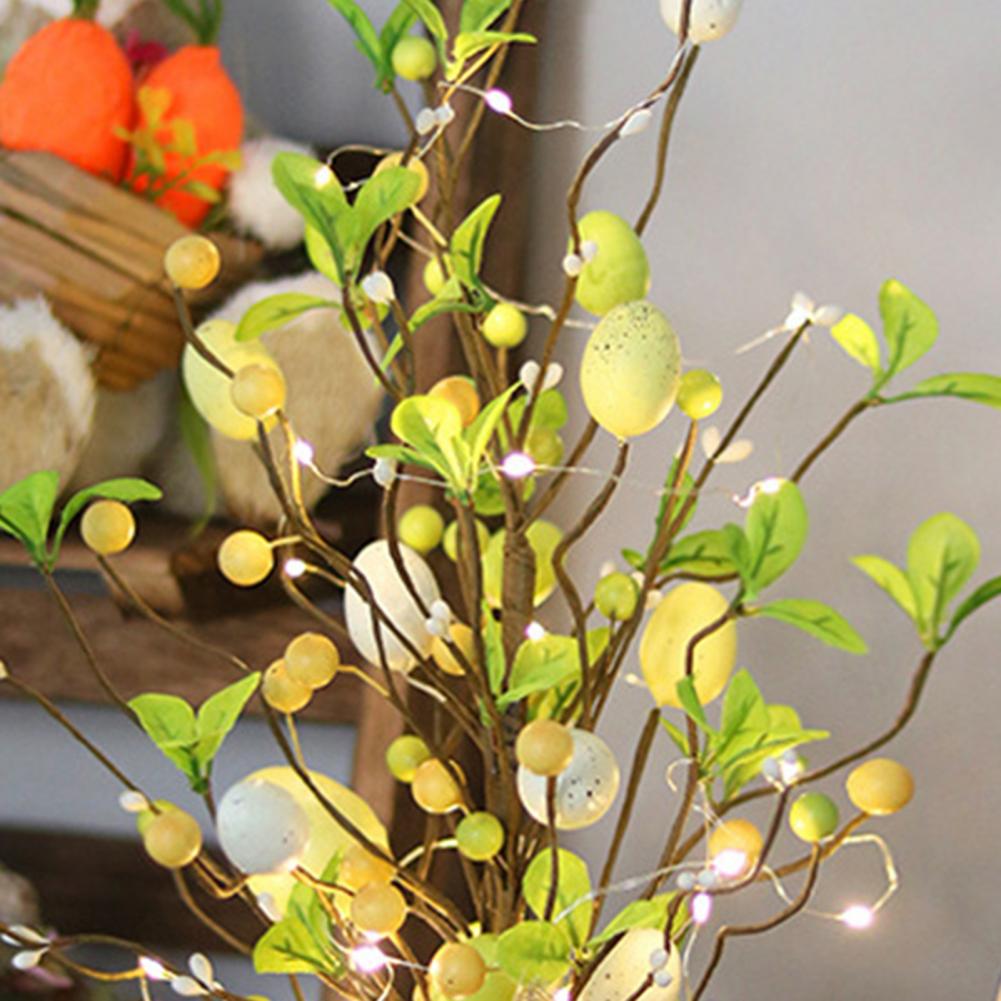 Pre-lit Easter Egg Tree With Burlap Base Battery Powered Easter Birch Tree LED Light Tabletop Centerpiece For Home Party Decor