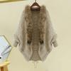 Женский кардиган с длинным рукавом, свитер, пальто с открытой передней частью, вязаный косами, с воротником из искусственного меха, зимняя теплая верхняя одежда