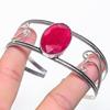 Ruby(Simulated) Gemstone 925 Sterling Silver Cuff Bangle Adjustable