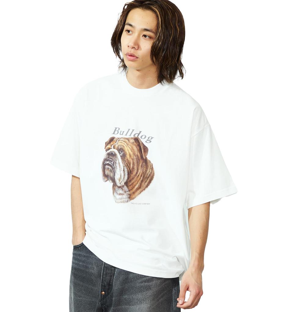 Lee Bulldog Print White Men's T-Shirt,