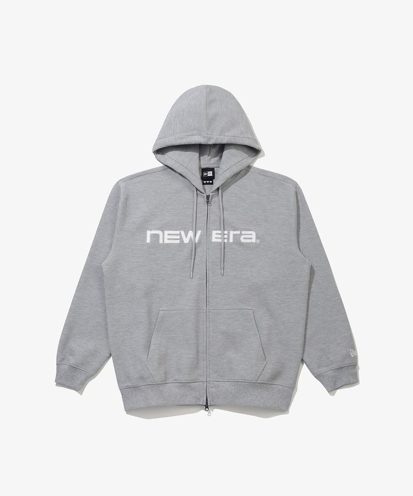 New Era Waffle Hooded Zip-Up Jacket Heather Grey 14954614
