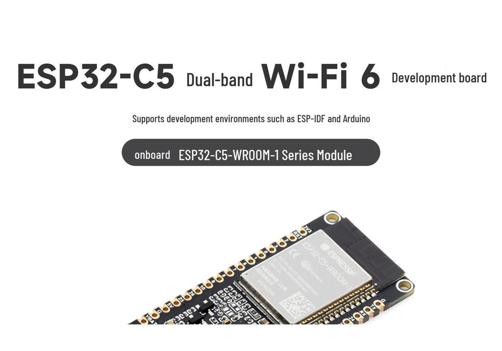 ESP32-C5 Wi-Fi 6 Двухдиапазонная плата разработки, 240 МГц RISC-V Процессор, Мультипротокольная.
