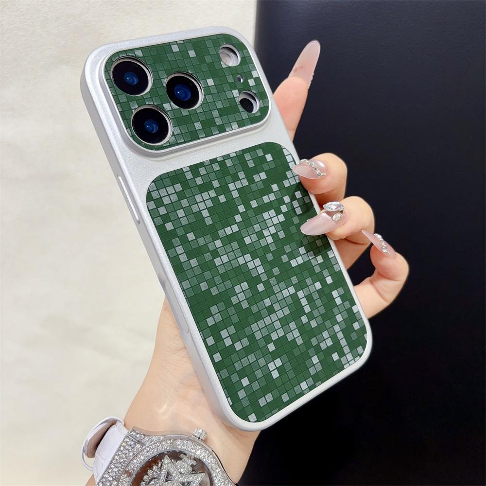 Роскошный Чехол для Телефона с Текстурой Мозаичной Сетки Для Apple iPhone 17 16 15 14 13 Pro Max Защита Объектива Камеры Ударопрочный PC Чехол