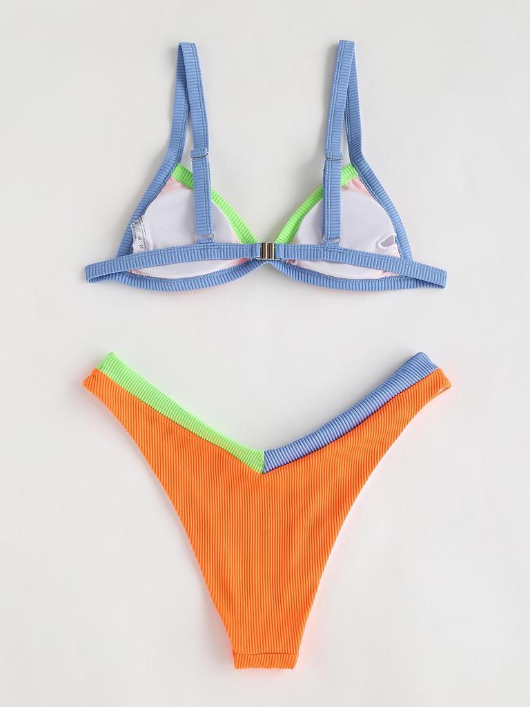 Yi Yong 2024 Сексуальный купальник бикини в стиле пэчворк с цветными блоками Женский купальник