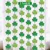 Irish Festival Decoration Clover Step Line Latte St. Patrick'S Day Decoration Lucky Grass Flag Glitter Decoration