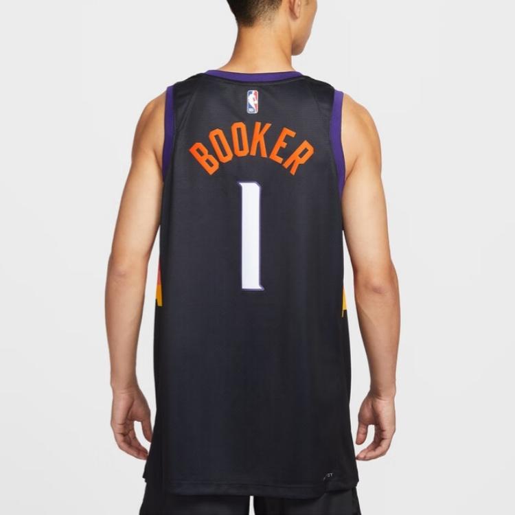 Nike Джерси для баскетбола NBA Swingman Dri-FIT City Edition Девин Букер 1 быстросохнущая с круглым вырезом Мужские джерси Черный HM5993-011