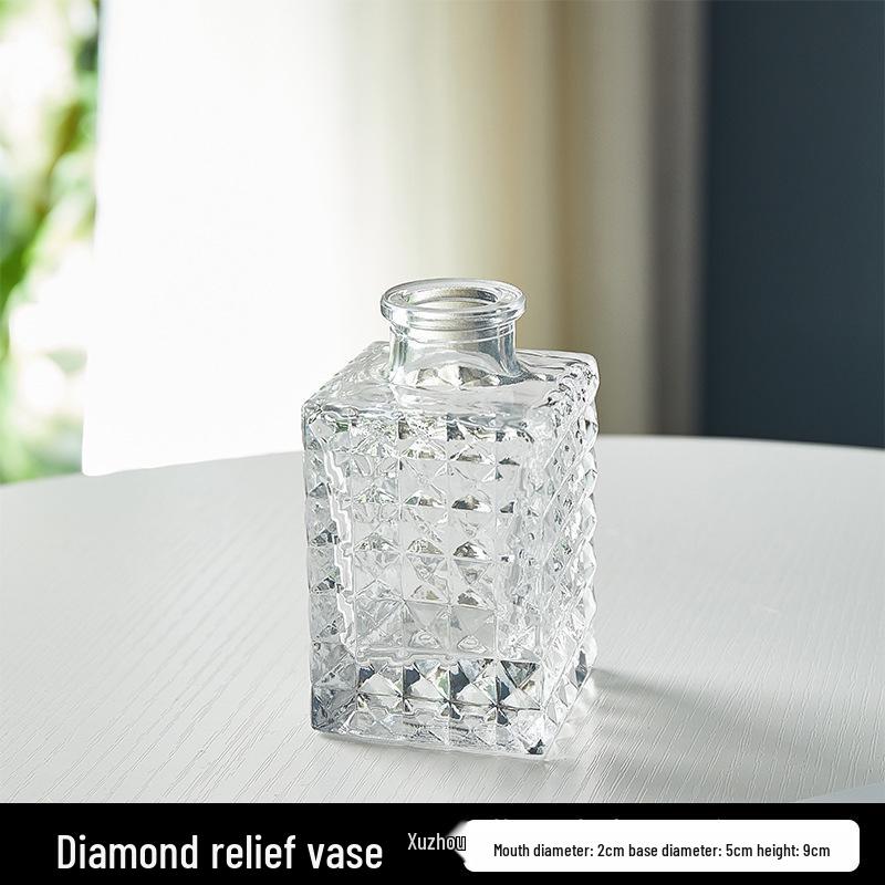 Европейская ваза из рельефного стекла в стиле легкой роскоши для гостиной, для цветочных композиций - Прозрачный гидропонный орнамент