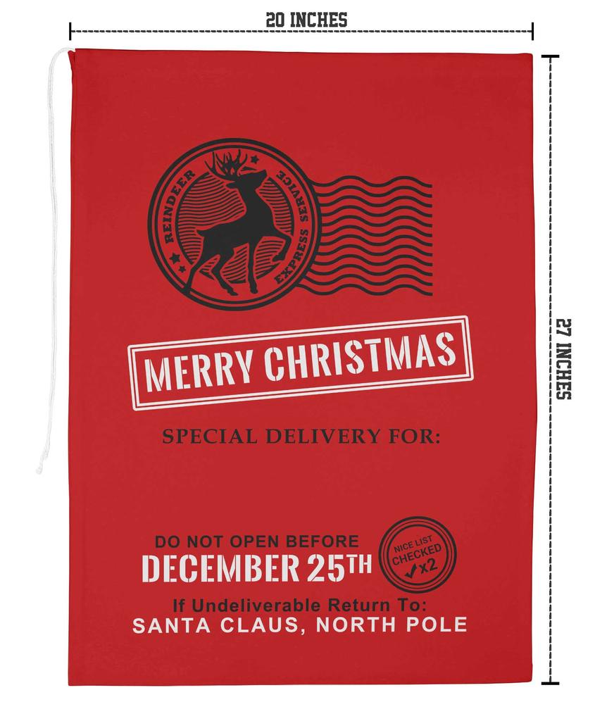 Printtoo 2 шт. Подарочный мешок Санты для детей, рождественские подарки, рождественский мешок, персонализированные сумки, большие 27x20 дюймов