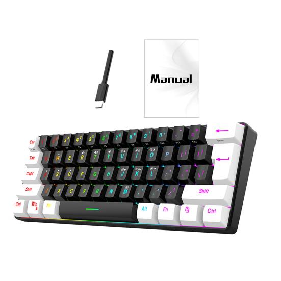 Wired Mechanical Gaming Keyboard RGB Light Design 61 Keys Compact Design Lightweight Computer Keyboard