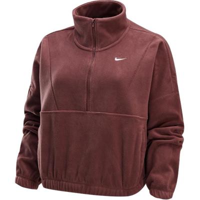 Therma-Fit Свободный Однотонный Воротник-стойка Удобный Модный Свитшот с длинным рукавом Женский свитшот Красно-коричневый FV7956218