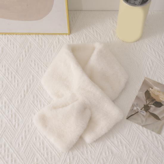 Imitation Animal Hair Scarf Women Solid Color Thickened Plush Versatile Winter Scarf Versatile Style
