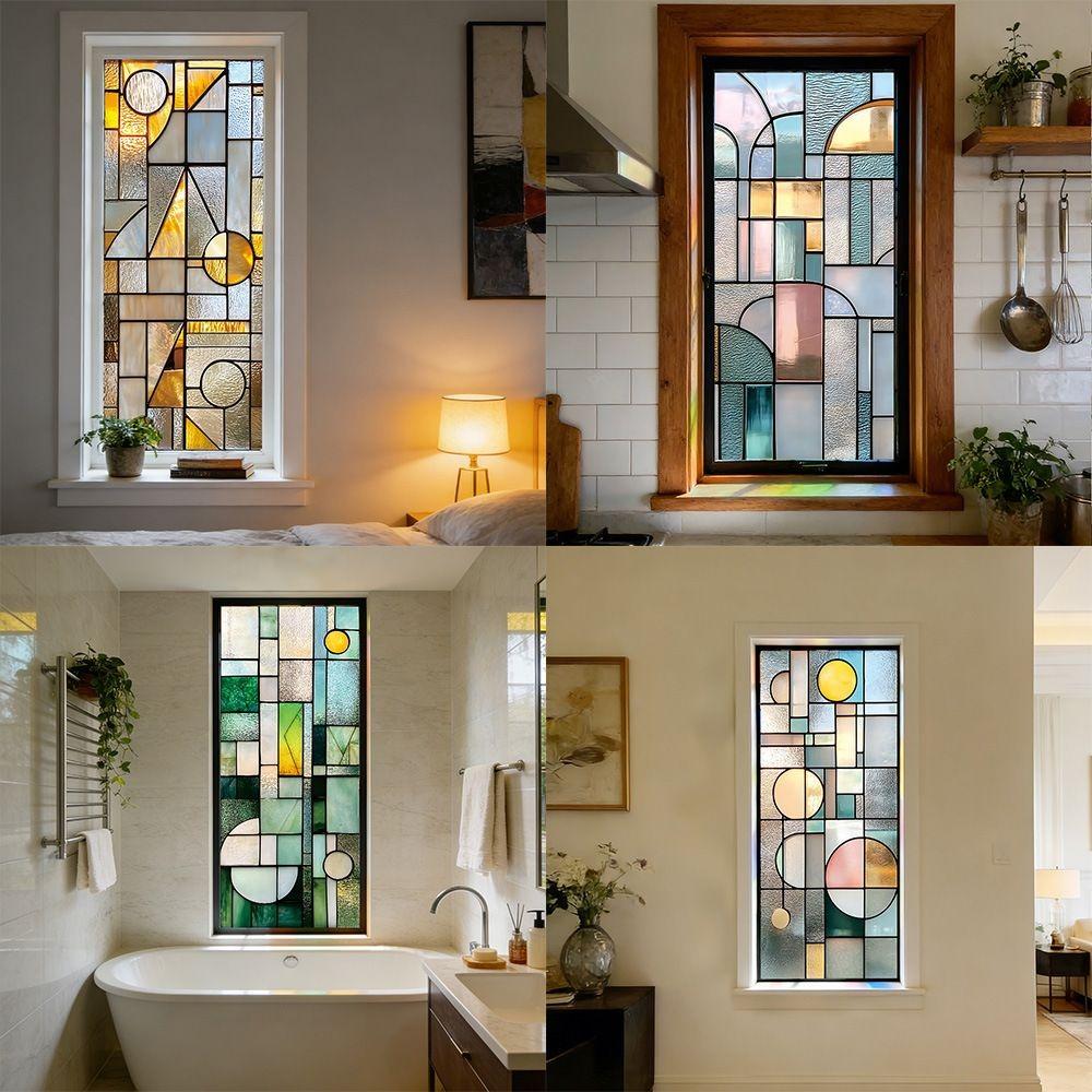 45*100cm Privacy Window Film Static Cling Frosted Window Film Stained Glass Stickers Glass Door