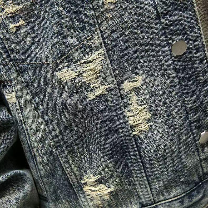 Весна Осень Американский Джинсовый Комплект Пальто Классический Ретро Ковбойские Джинсы Модные Костюмы-Двойки Универсальная Верхняя Одежда Повседневная Куртка