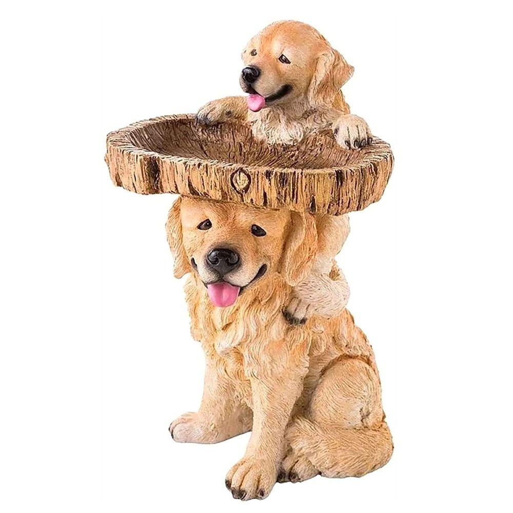 Resin Crafts Garden Dog Statues Animal Bird Feeding Tray Cute Garden Decoration  for Home Yard