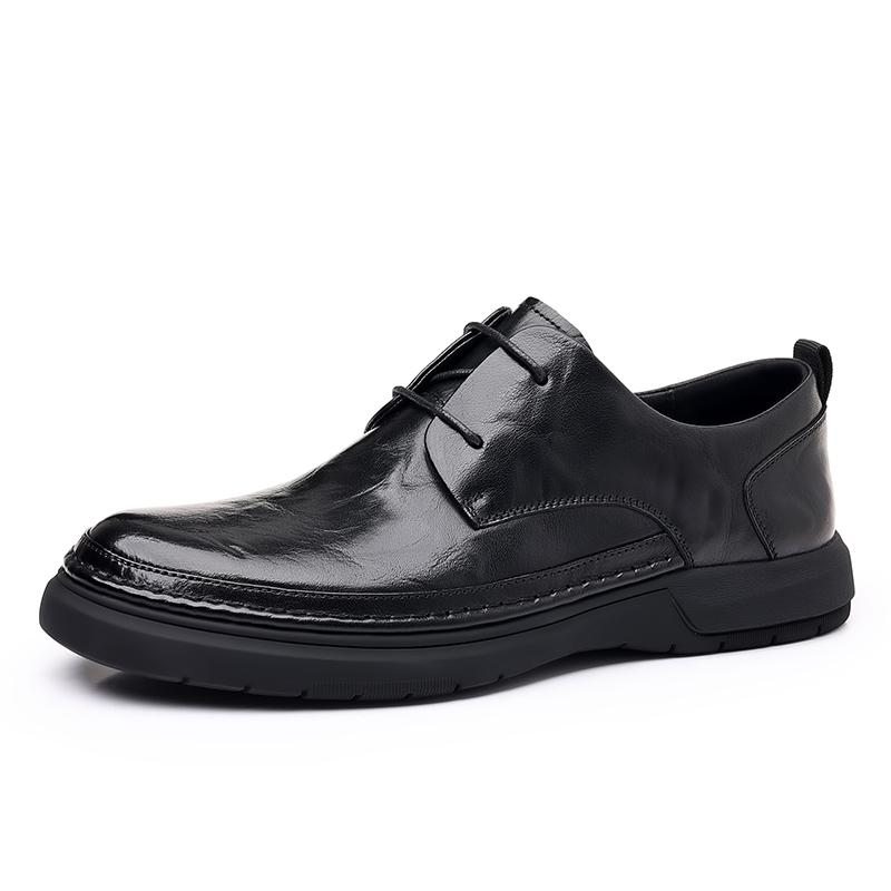 Деловая повседневная кожаная мужская обувь из натуральной кожи Оксфордские туфли для мужчин Туфли на плоской подошве