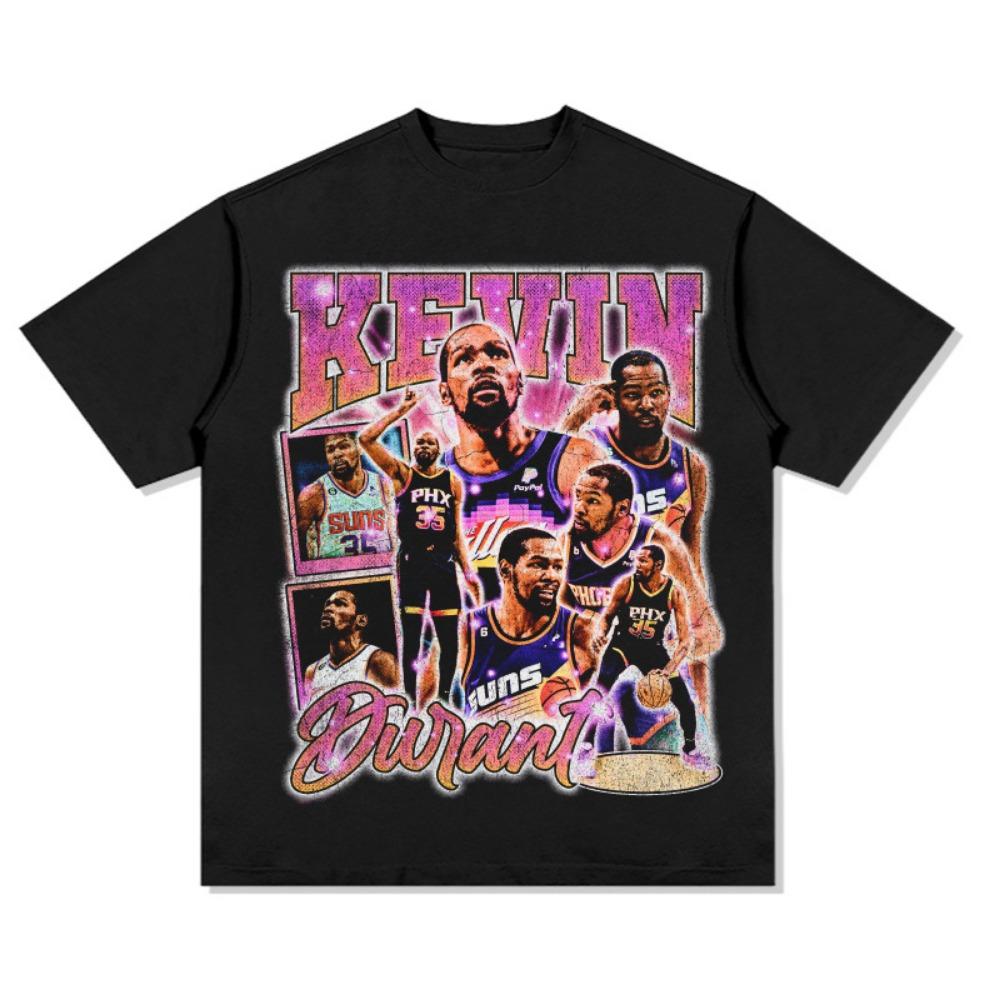 Футболка Кевина Дюранта Phoenix Suns Хлопковая футболка Винтажная с короткими рукавами Спортивная для фанатов баскетбола Тренировочные футболки Летняя Детская/Мужская футболка