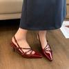 Fashion Pumps Footwear Red Women High Heels Shoes 2025 Luxury Fashion Metal Buckle Ladies Heels Shoes Female Pointed Toe Slingbacks