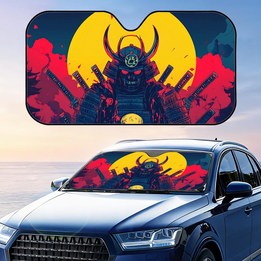 Japanese Samurai Sun Visor Foldable Car Windshield Sun Shade UV Protection Reflective Heat Insulation Reusable Cover