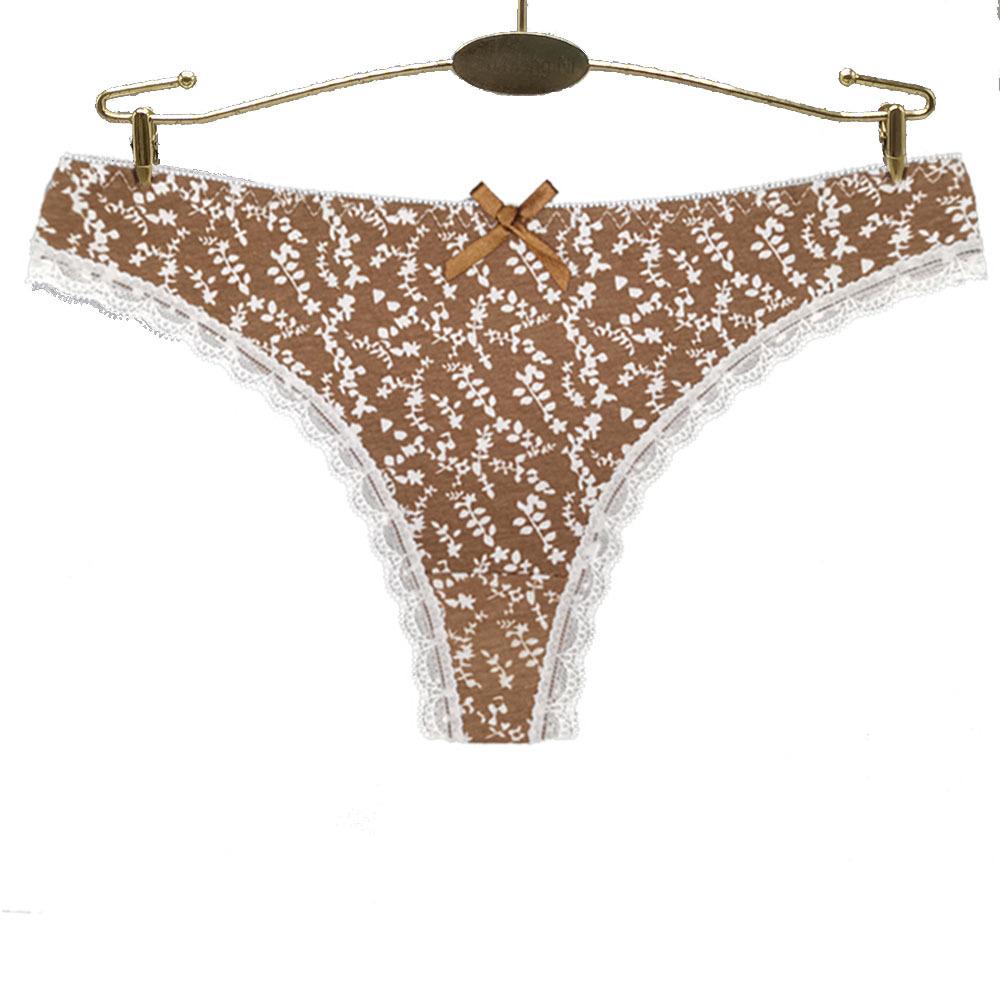 G-String for Women Cotton Panties Sexy Ladies Thong Floral Print Underwear Kawaii Briefs  6 pcs/Lot