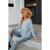 YYFS Women's Fashion Casual Spring Fall Solid Color Print Long Sleeve O-Neck Blouses & Shirts