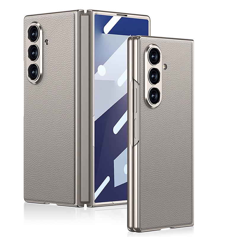 Ультратонкий кожаный чехол для Samsung Z Fold7 - Металлическая краска, Однотонный, Интегрированная конструкция корпуса