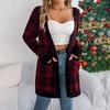 Vintage Christmas Knitwear Sweater Loose Cardigan Long Sleeve V Neck Top for Autumn Winter