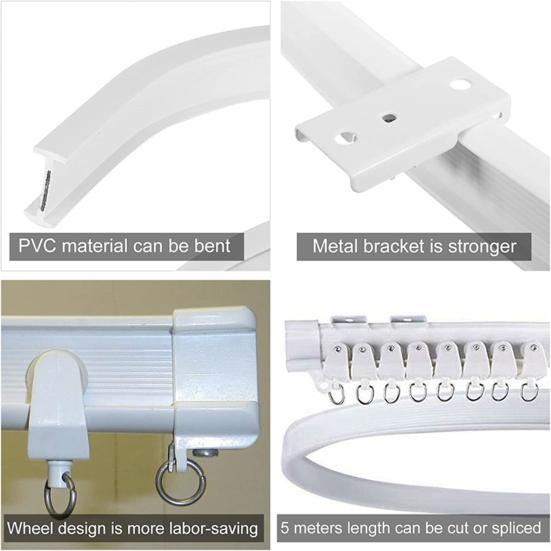 Ceiling Curtain Track Easy Installation Universal Curved Heavy-Duty Flexible Bendable Sliding Curtain Rail System Room Divider Kit