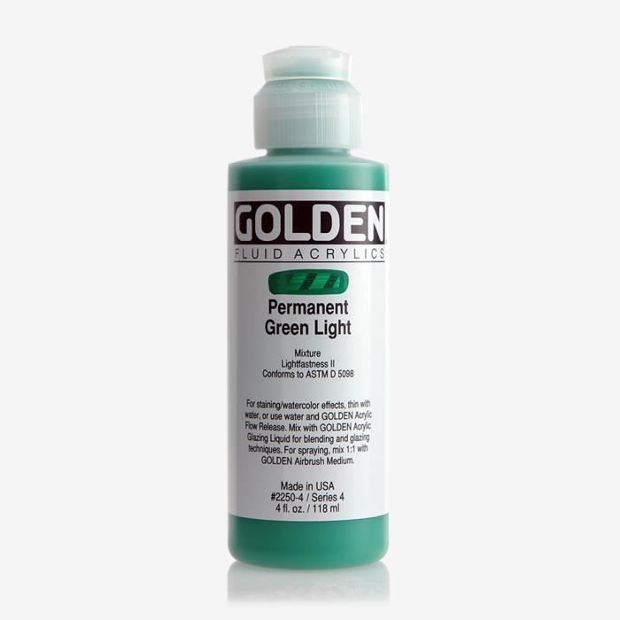 Peinture Acrylique - GOLDEN - High Flow - 119ml - Vert Permanent Clair - Mixte