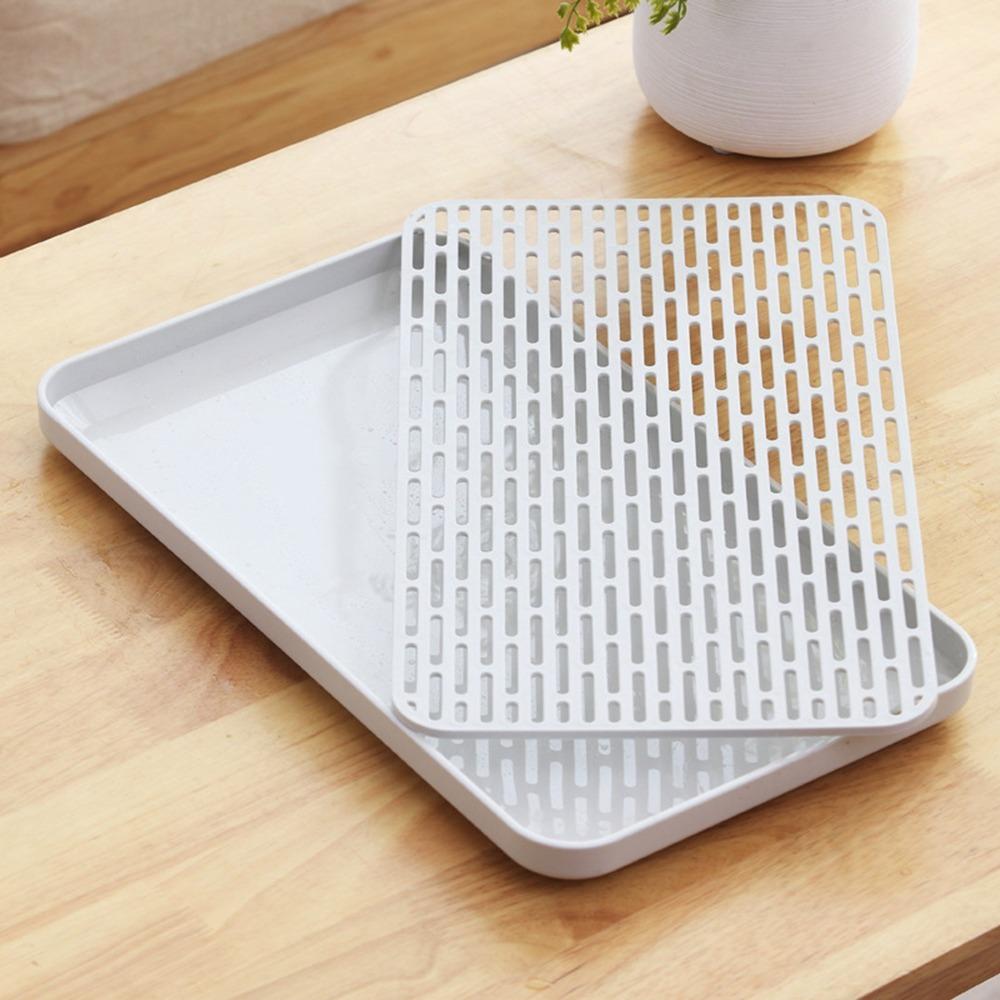 Water Storage Tea Cup Drain Tray Double Layered Rectangular Tea Tray Durable Drying Rack For Sink